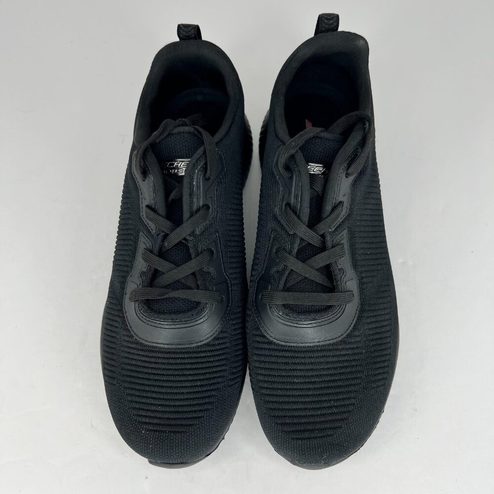 Skechers Bobs Womens 32504W Black Squad Tough Talk Lace Up Size 9 Walking Shoes - Picture 4 of 9